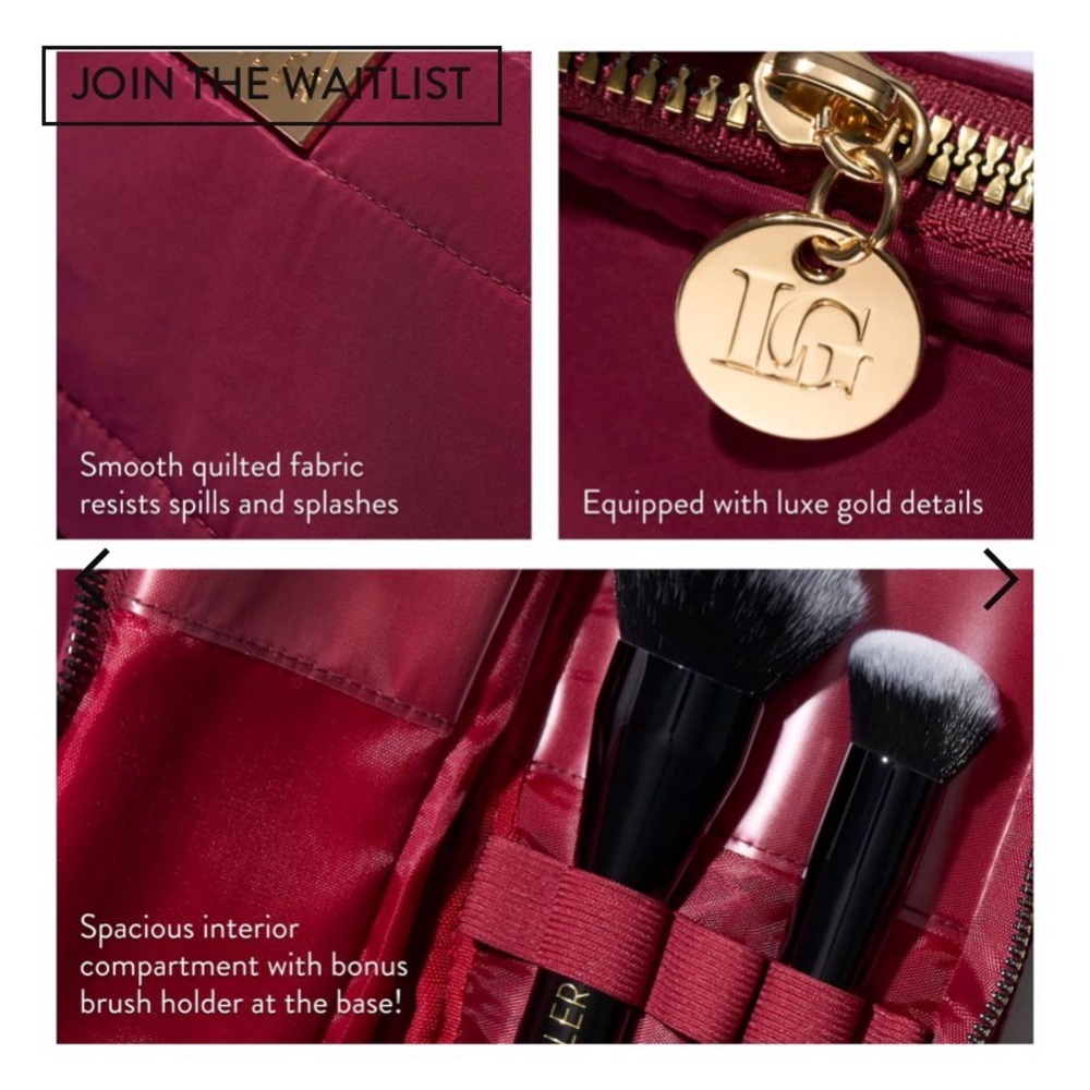 Laura Geller Burgundy Cosmetic Bag with Gold Accents - Picture 10 of 12